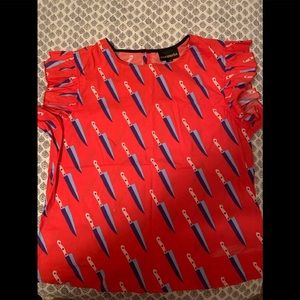 COPY - Nooworks ruffle shirt knives print